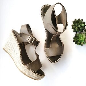 PASEART Leather Espadrille Wedge